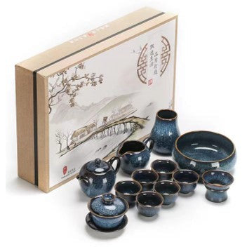 Tea Set with Gaiwan, Jianzhan (oil drip)