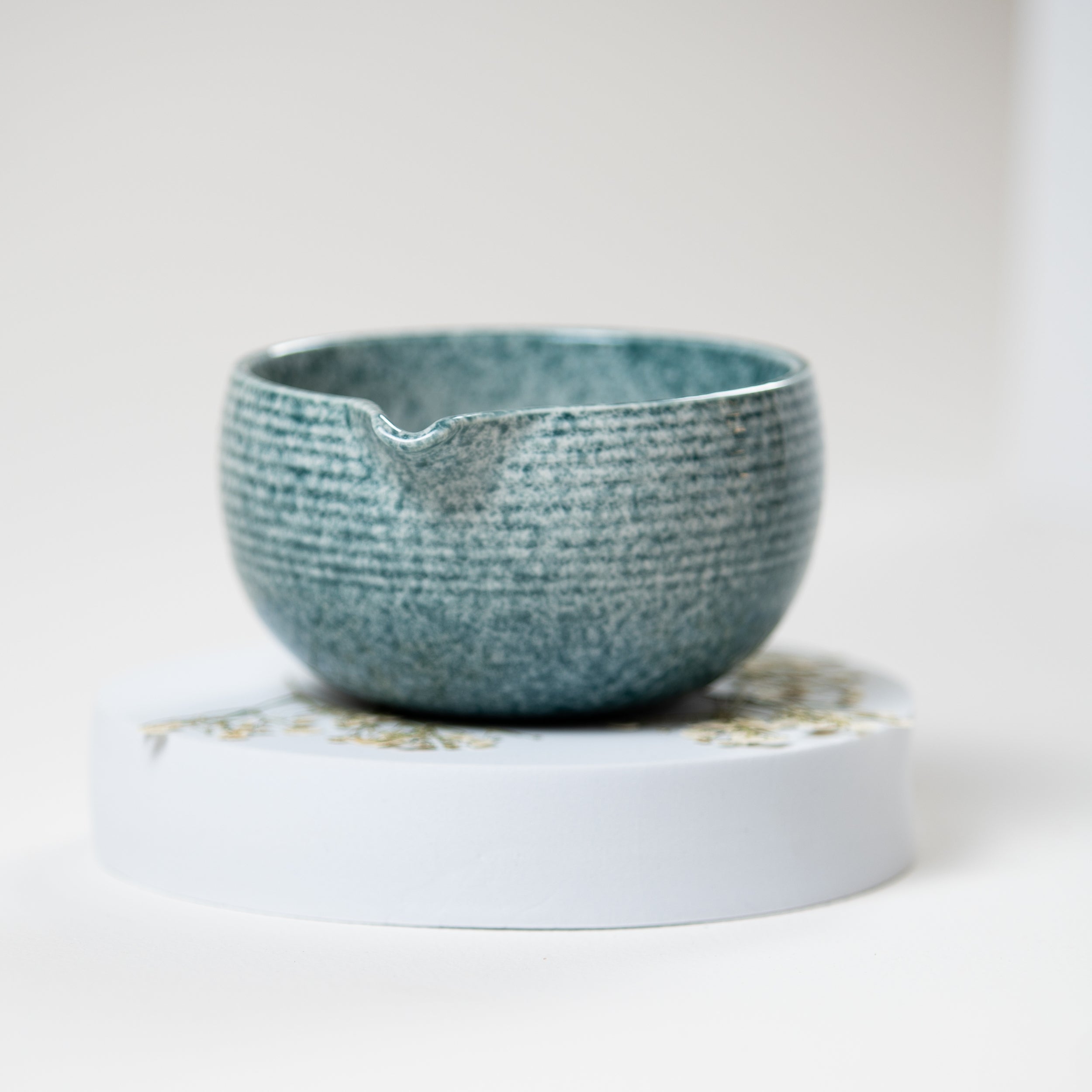 Matcha Bowl with Spout, Blue, Aqua, or Pebbled Glass