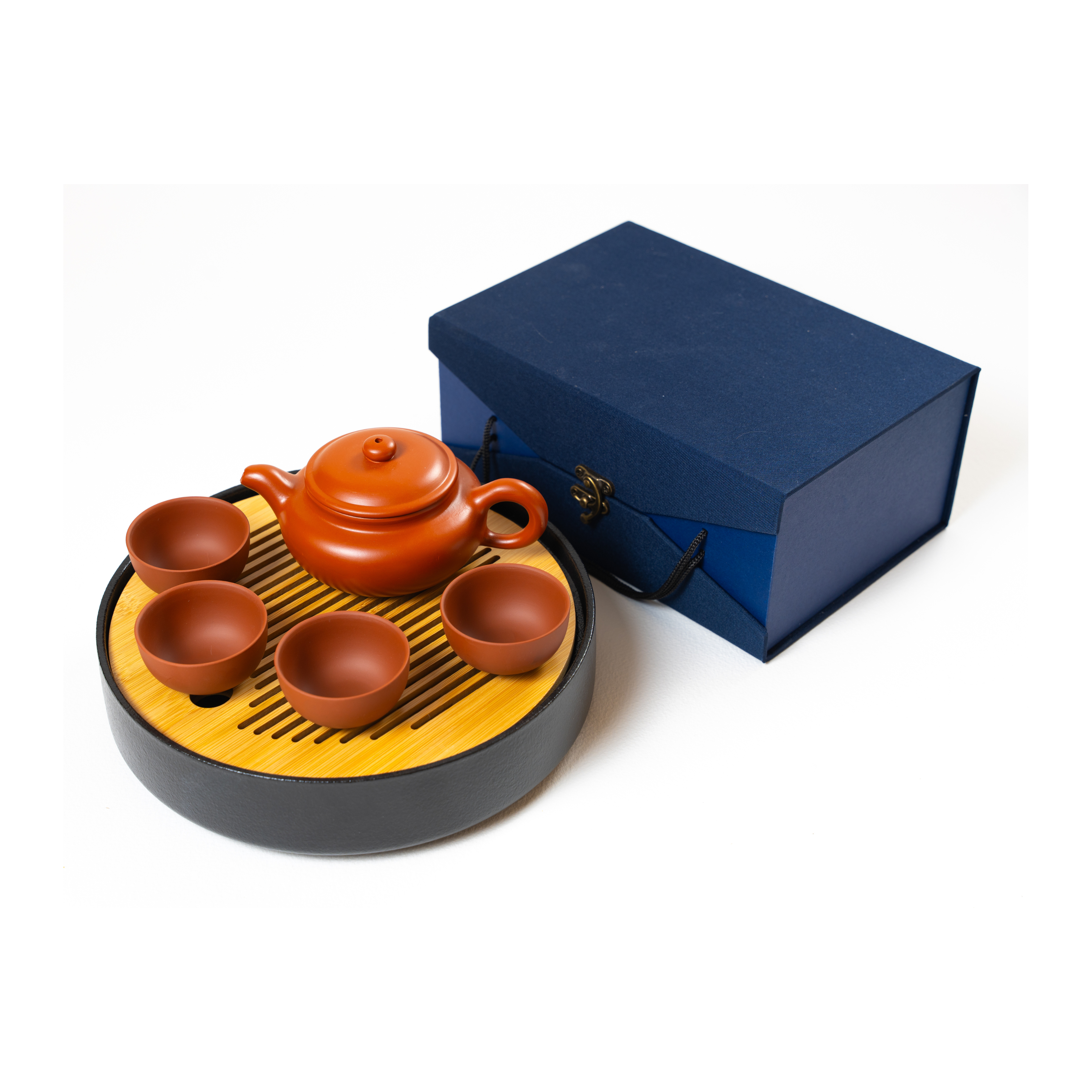 Tea Ceremony Set, Yixing Reddish Brown, Flat Lid