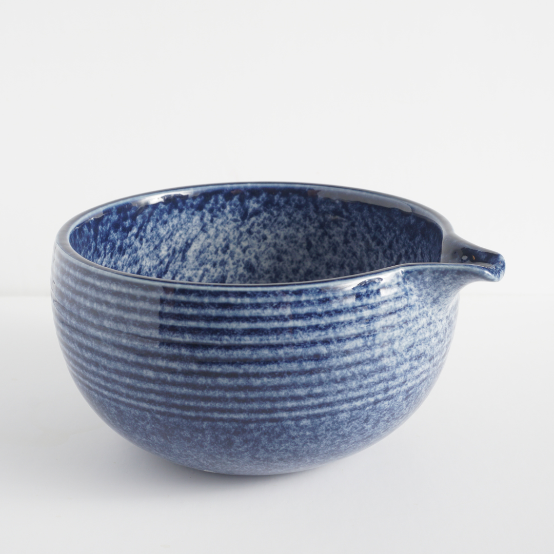 Matcha Bowl with Spout, Blue, Aqua, or Pebbled Glass