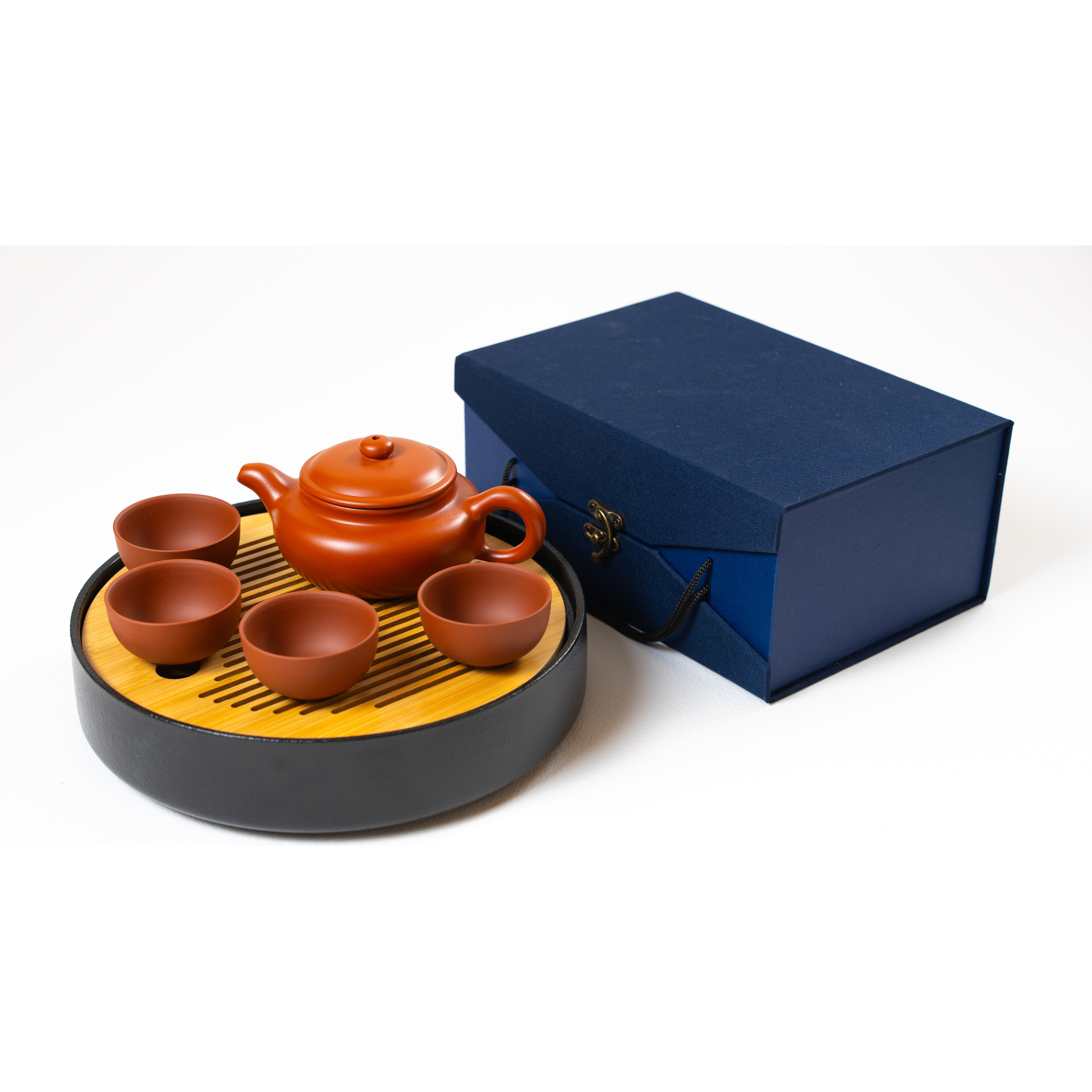 Tea Ceremony Set, Yixing Reddish Brown, Flat Lid