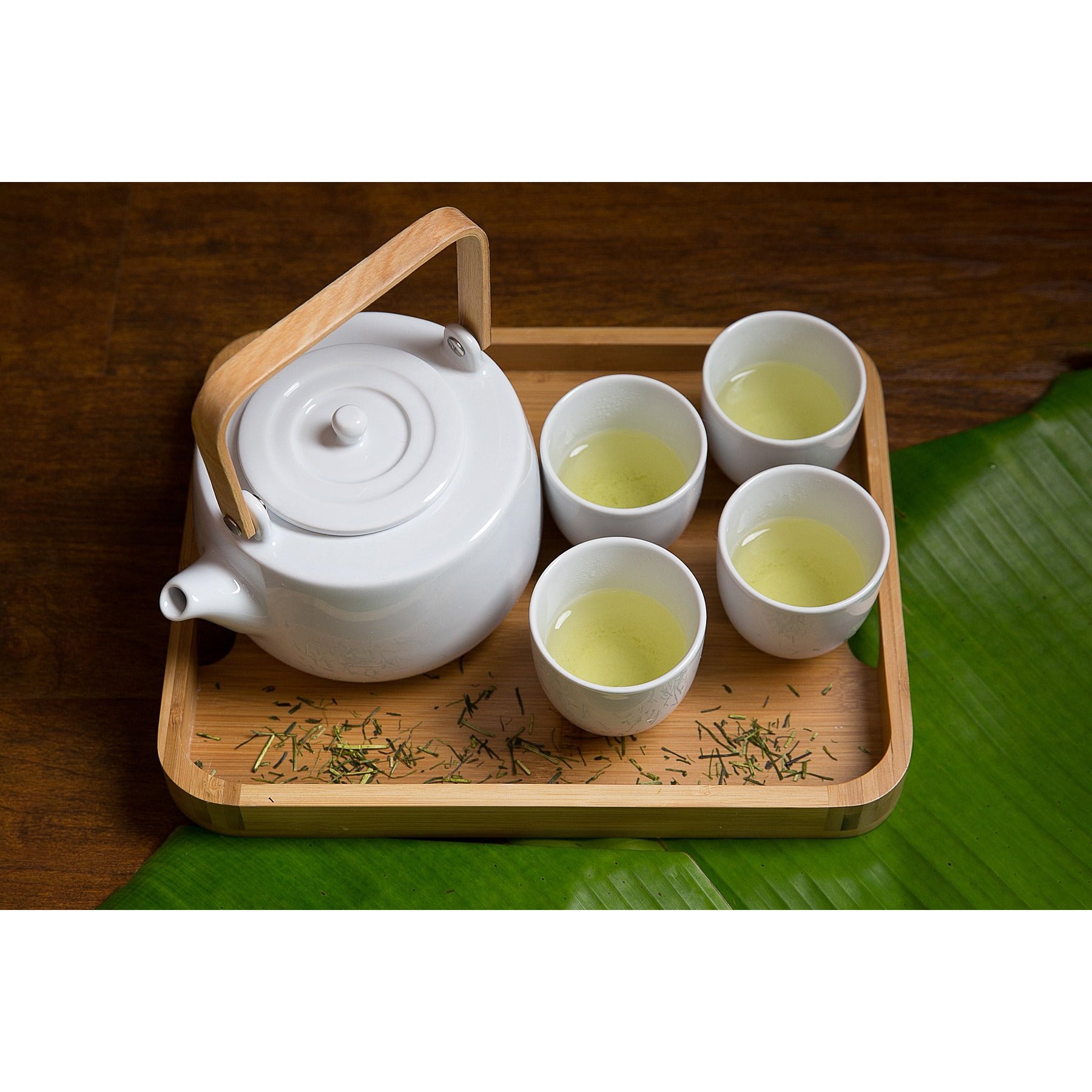 Tea Set, White with Tray