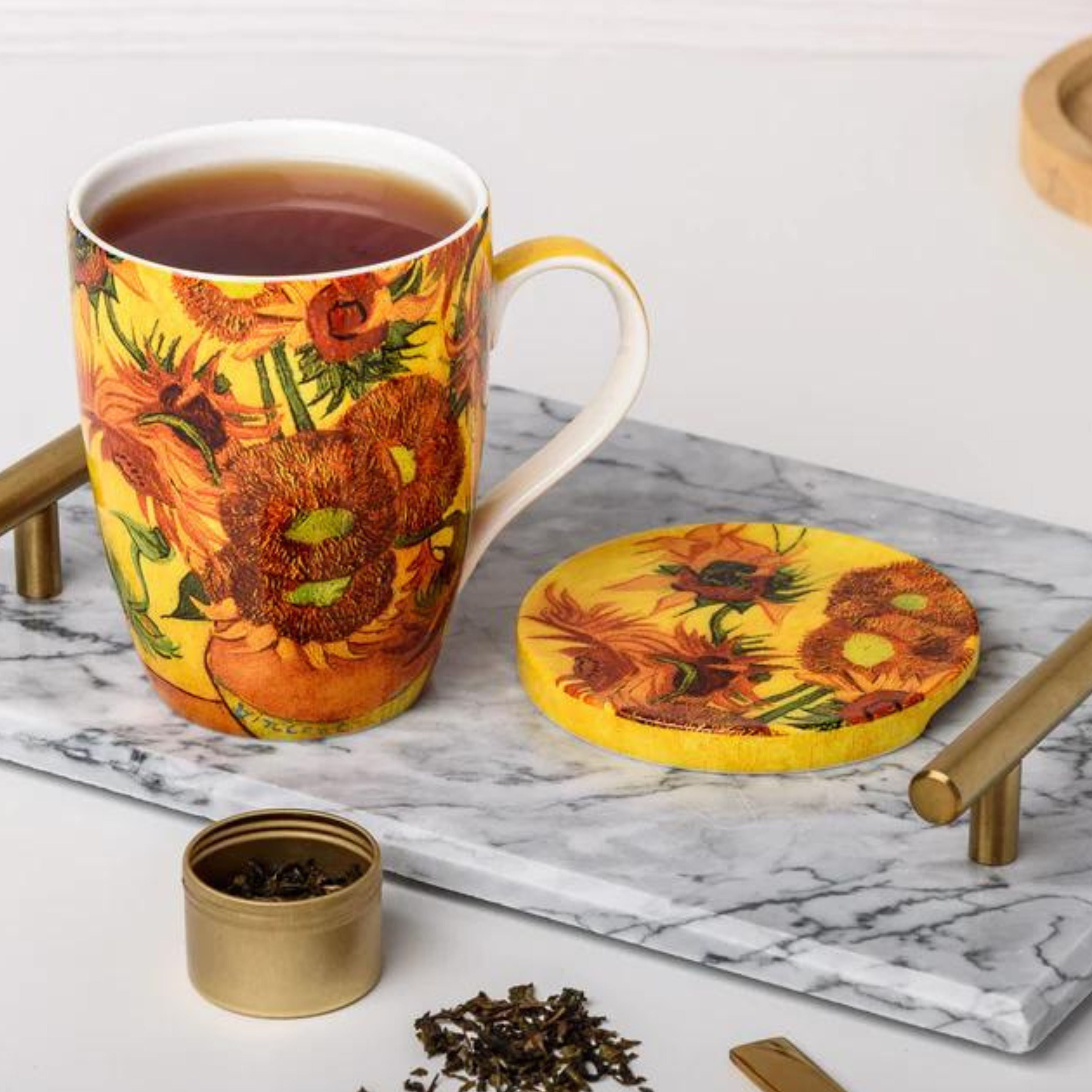 Van Gogh "Sunflowers" Infuser, Mug & Lid