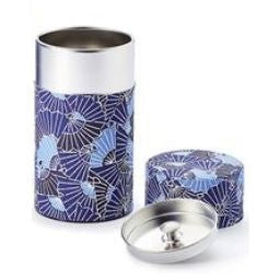 Tea Tin, Washi Purple/Blue Fans, 1-4 oz