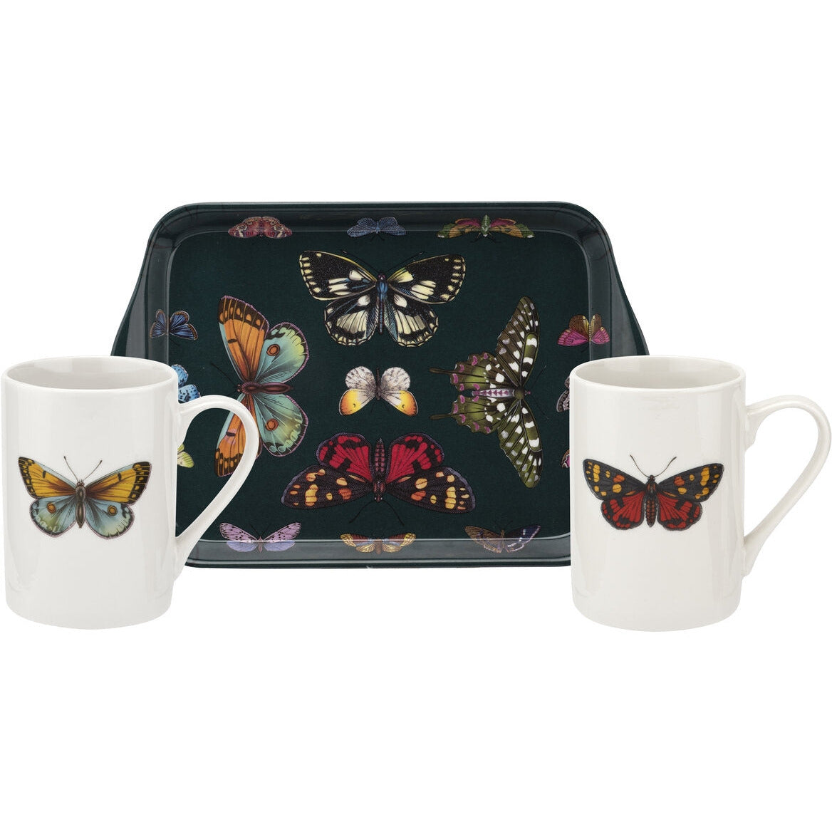 Butterfly Garden Gift Box, 2 Mugs + Tray