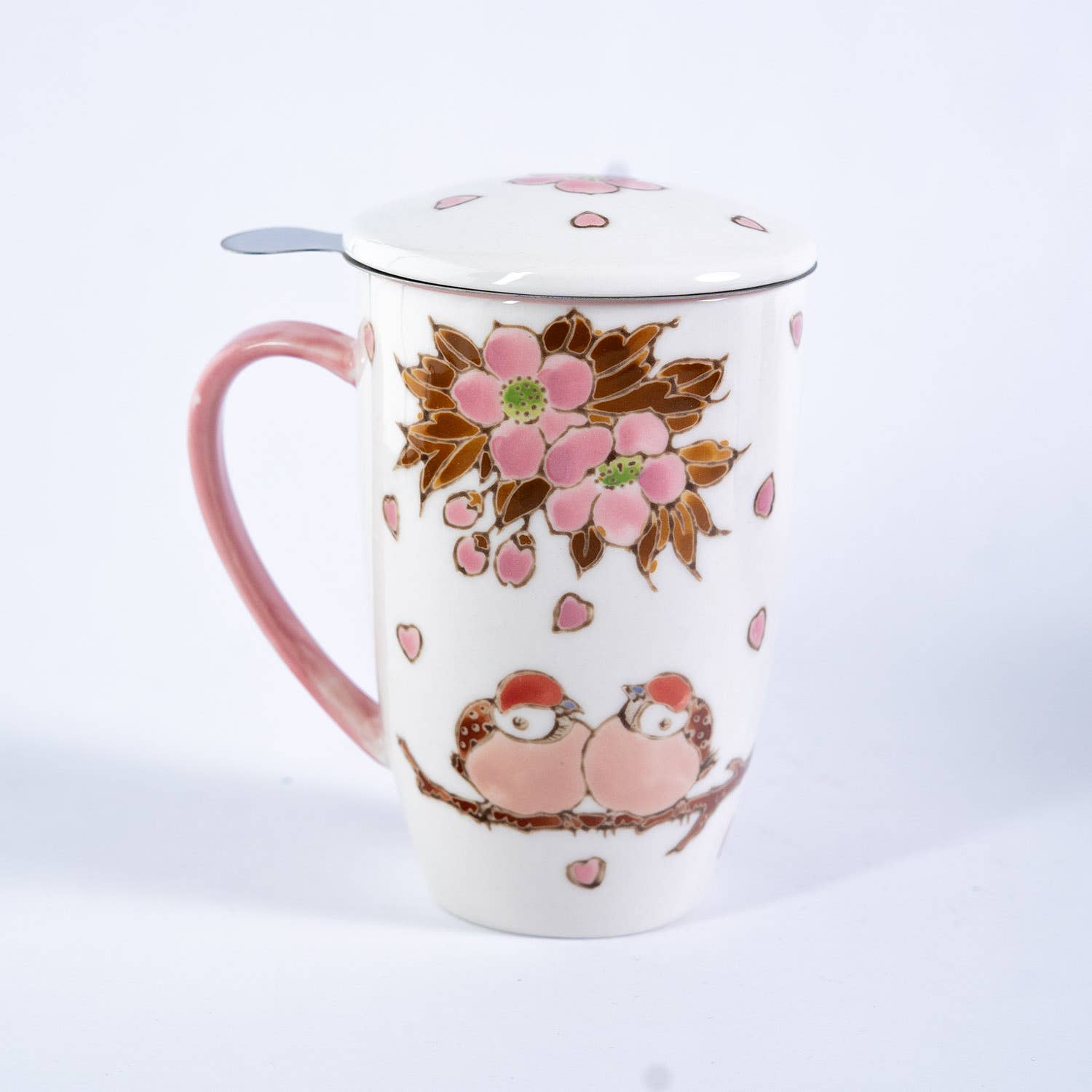 Sparrows & Cherry Blossoms Tea Mug, Lid & Infuser