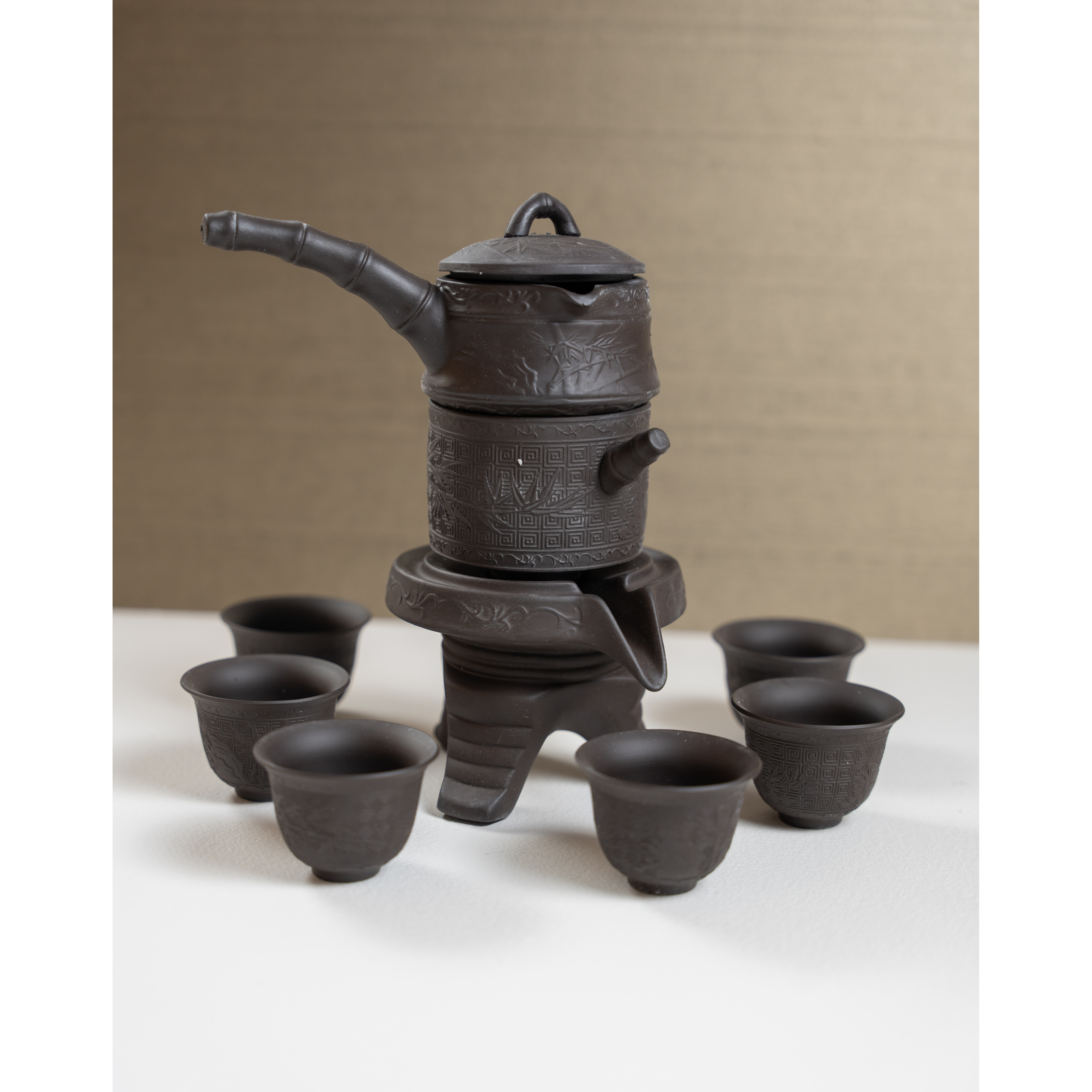 Tea Ceremony Set, Purple Clay, Auto-Drip Teapot