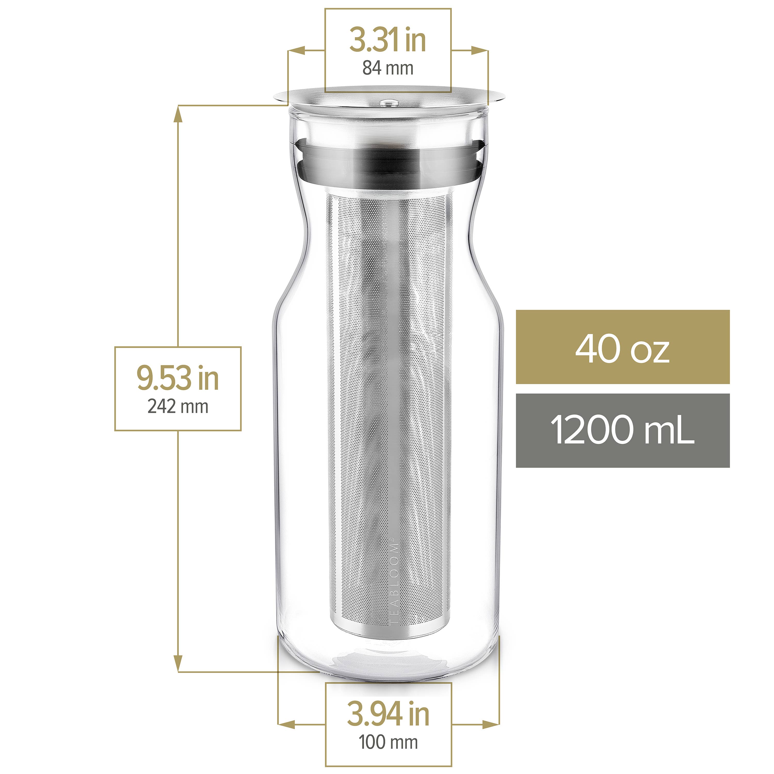 Cold Brew Tea Carafe, Glass/Stainless