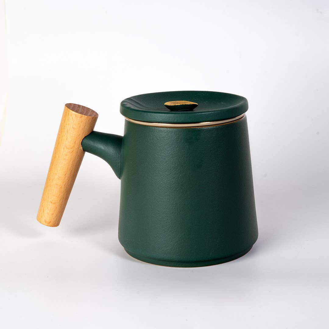 12oz Tea Mug with Lid and Infuser; Mountain Range Green