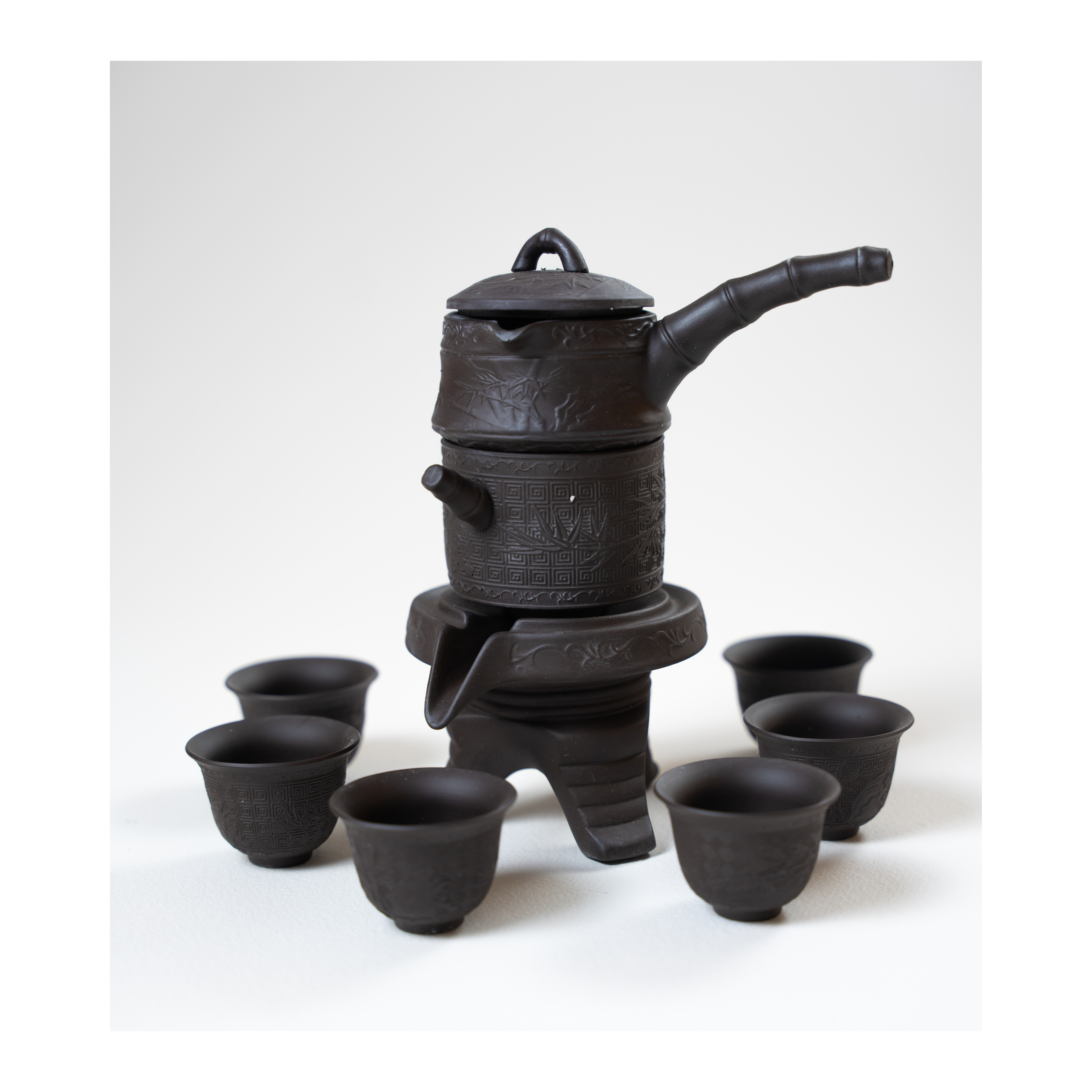 Juego de ceremonia del té, arcilla morada, tetera con goteo automático