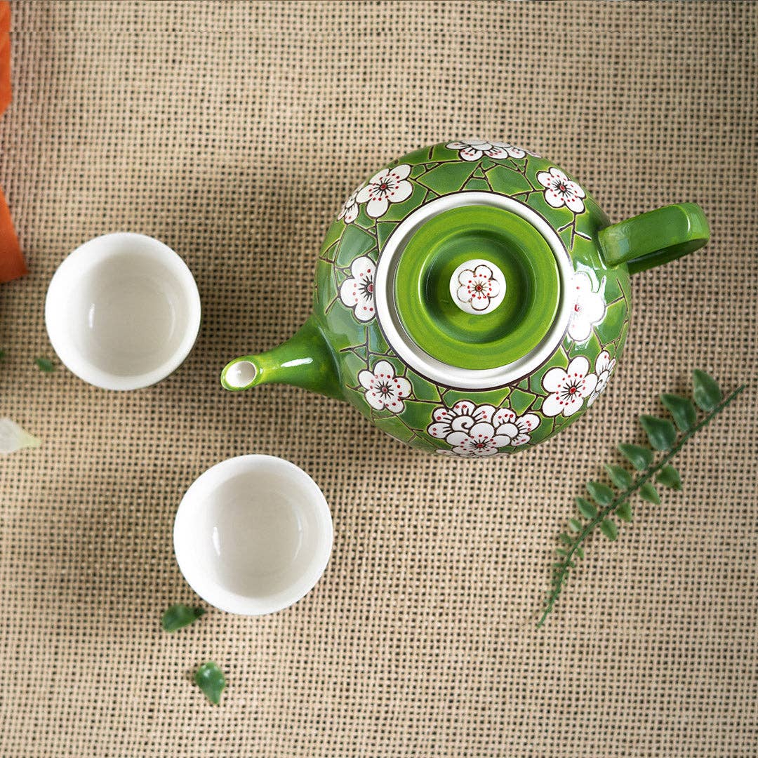 Ume (Plum) Blossoms Tea Set with 2 Cups