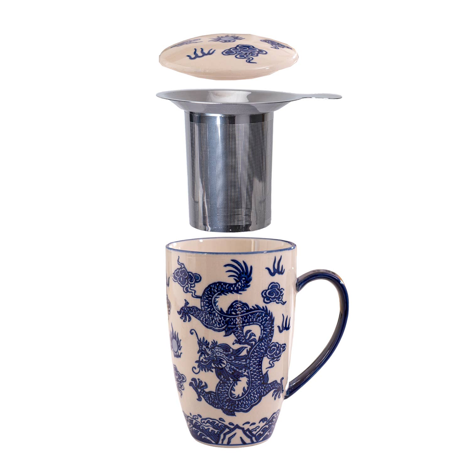 Ryu Dragon Design 15oz Tea Mugs with Lid and Infuser