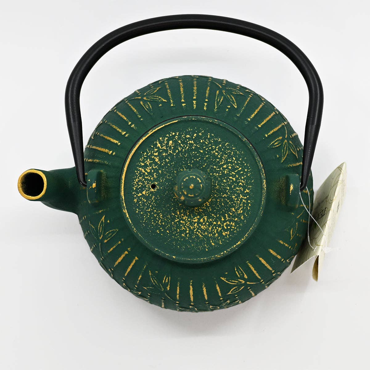 Green Bamboo Cast Iron Tea Pot, 32 oz