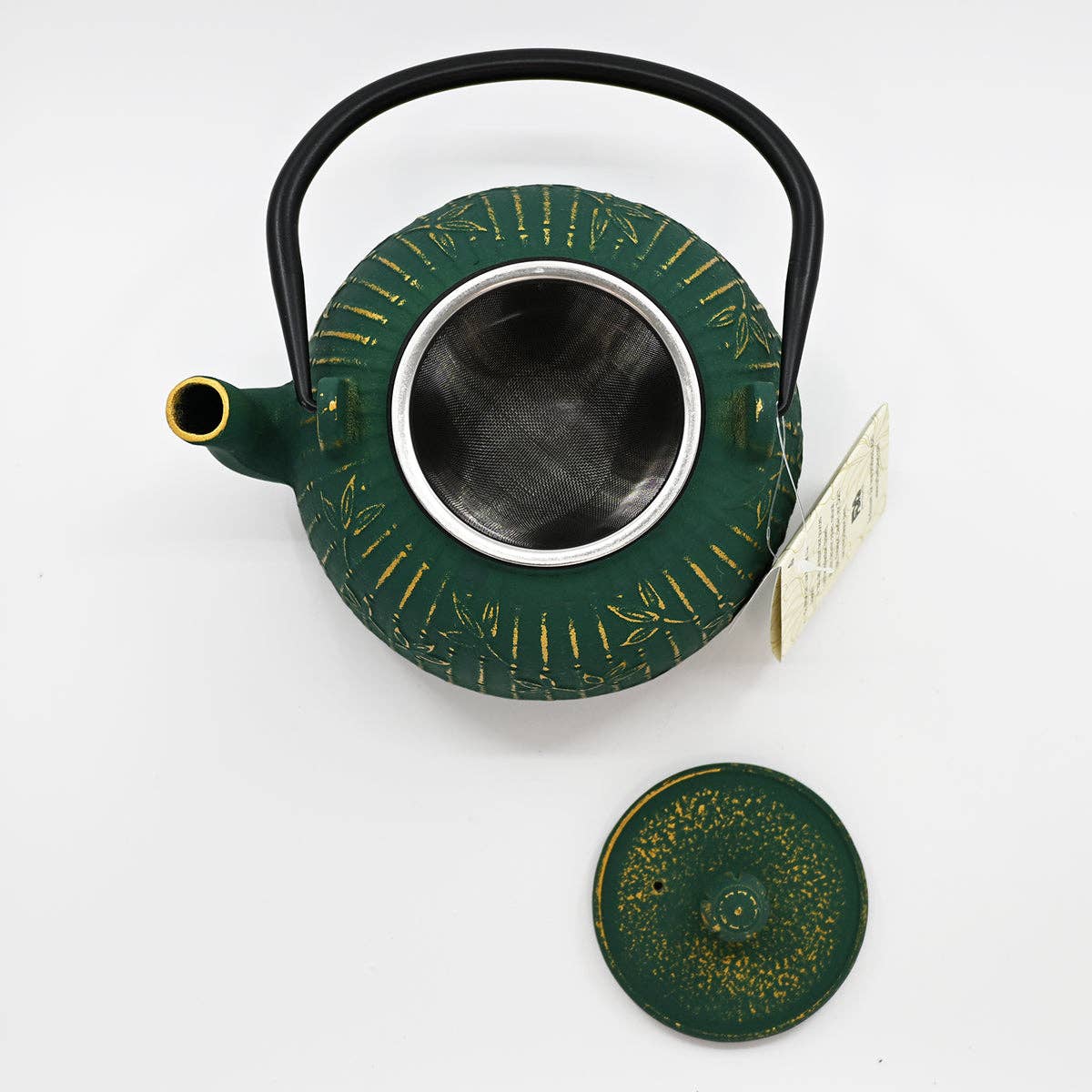 Green Bamboo Cast Iron Tea Pot, 32 oz