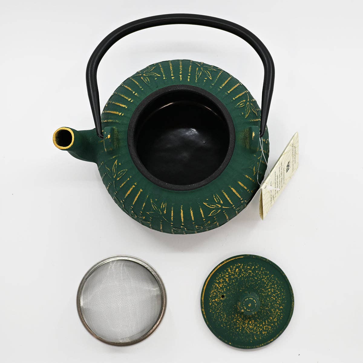 Green Bamboo Cast Iron Tea Pot, 32 oz