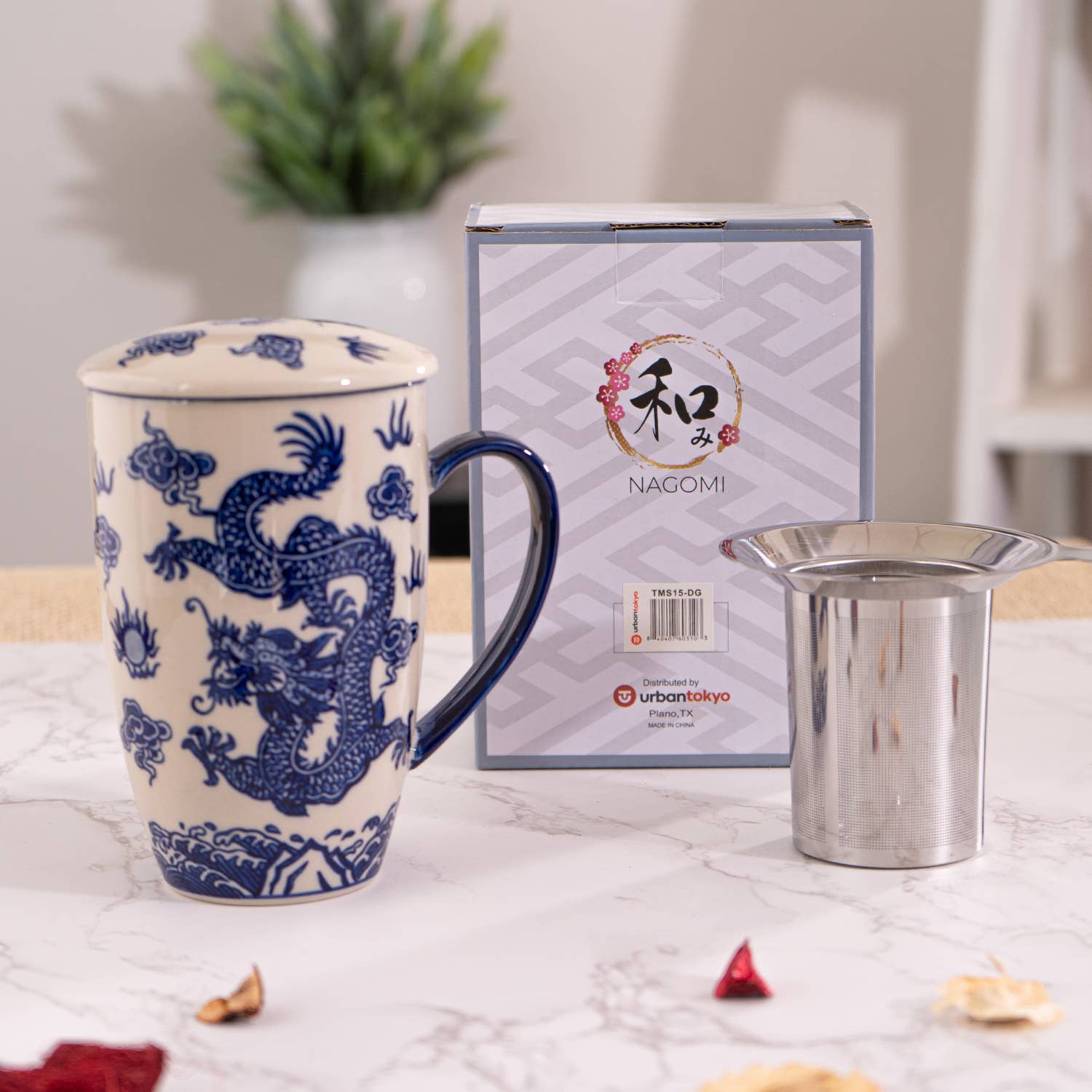 Ryu Dragon Design 15oz Tea Mugs with Lid and Infuser