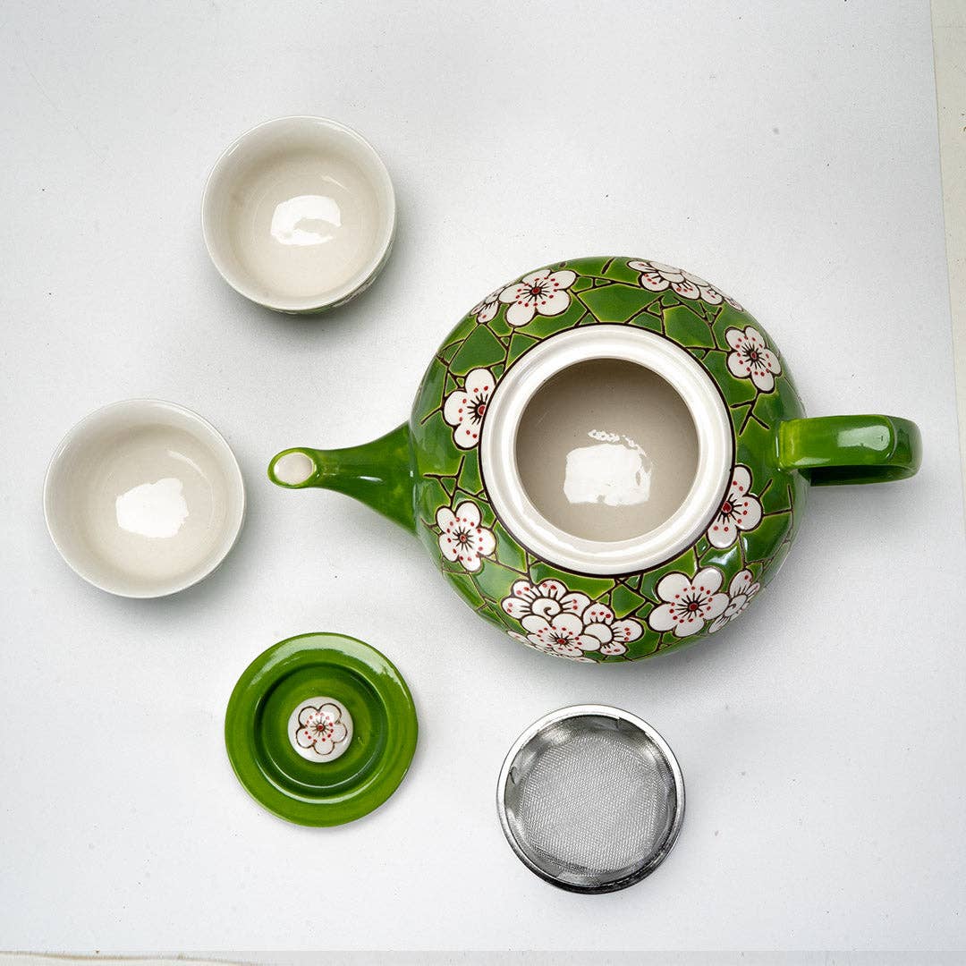Ume (Plum) Blossoms Tea Set with 2 Cups