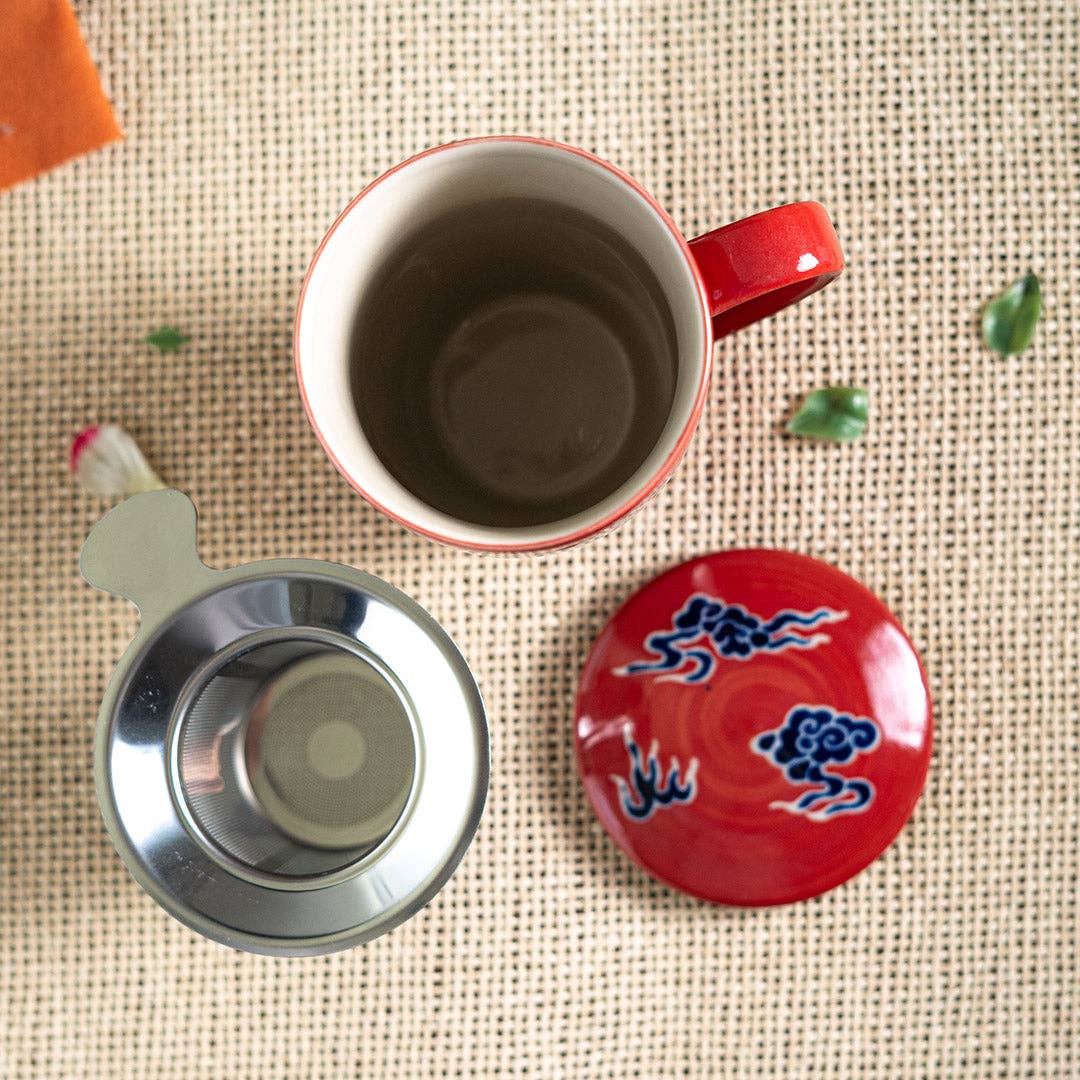 Dragon Design 15oz Tea Mugs with Lid and Infuser