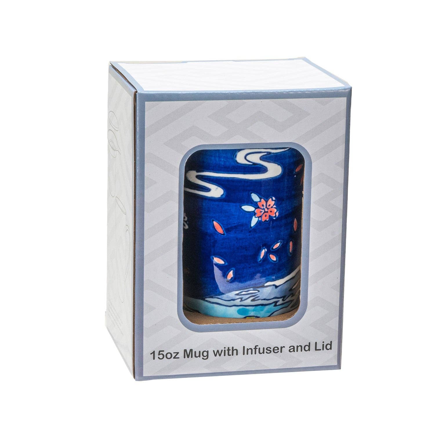 Fuji Mountain Design 15oz Tea Mugs with Lid and Infuser