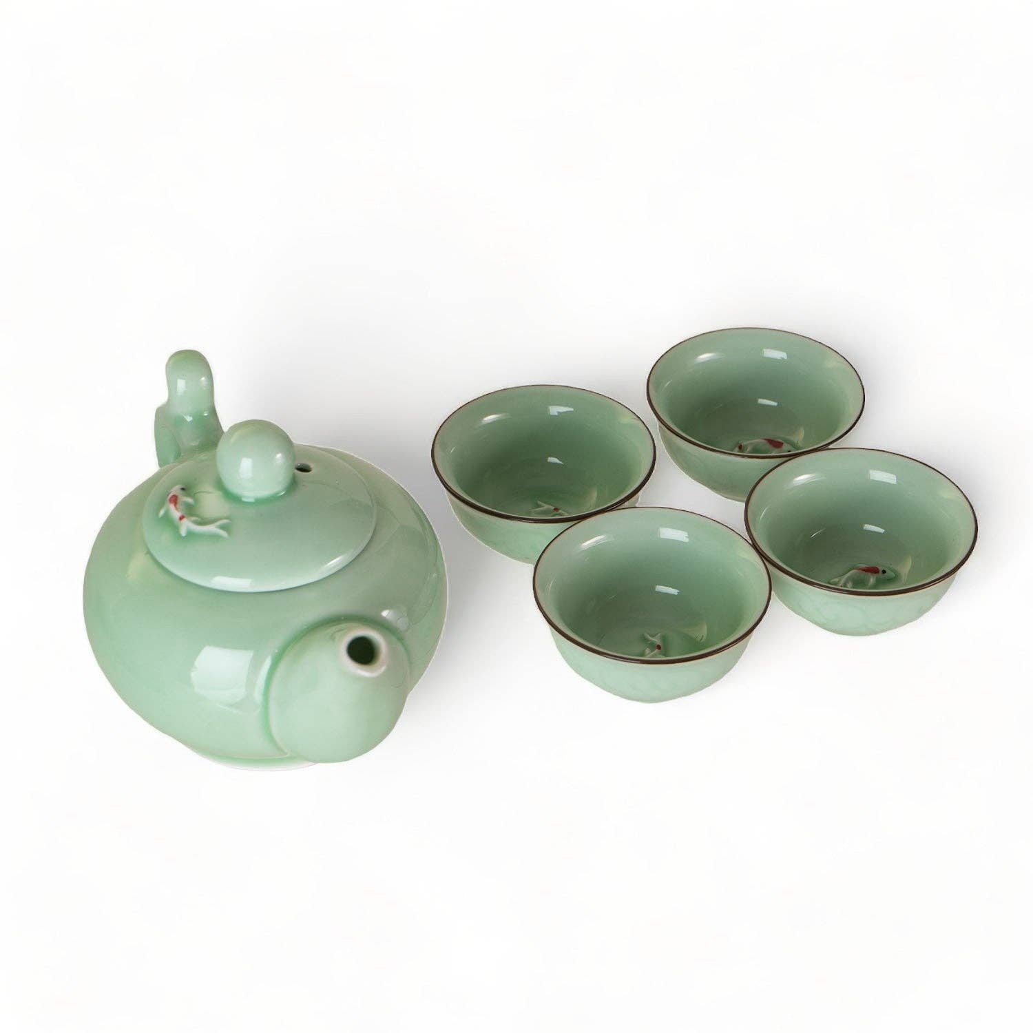 Japanese Koi Fish Tea Set 8oz Tea Pot with 4 Cups