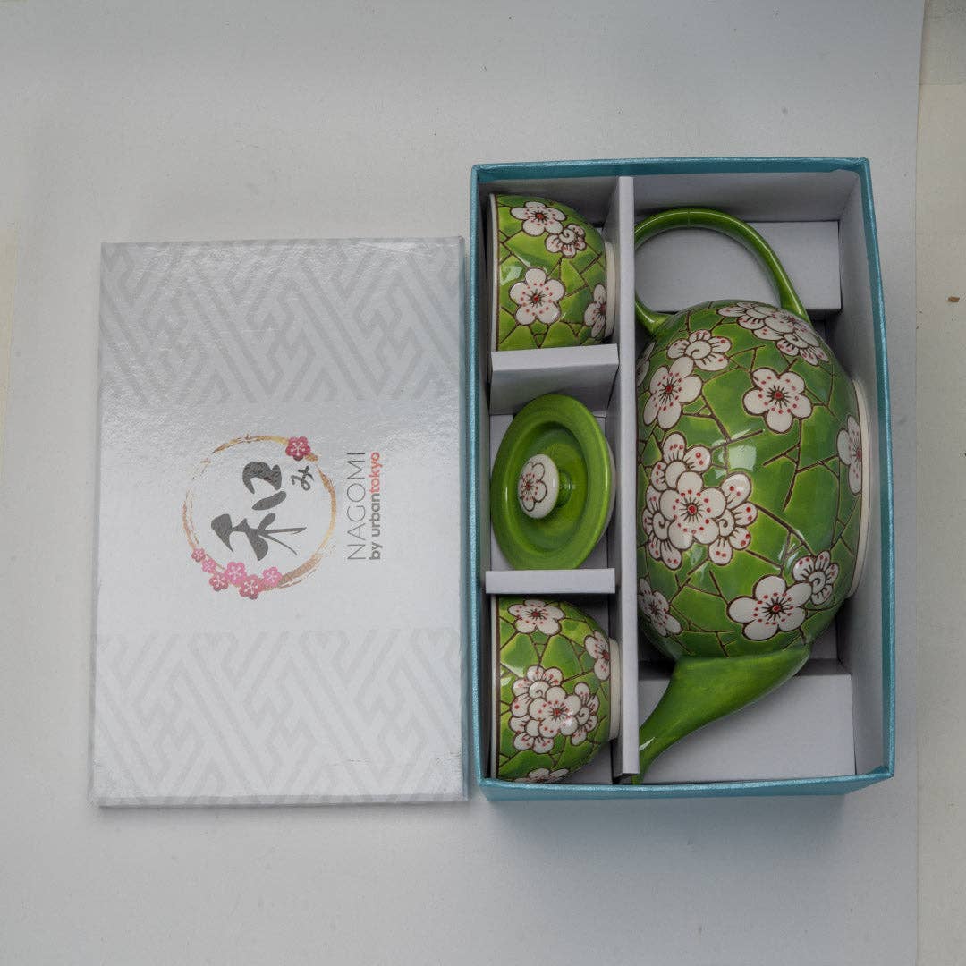 Ume (Plum) Blossoms Tea Set with 2 Cups