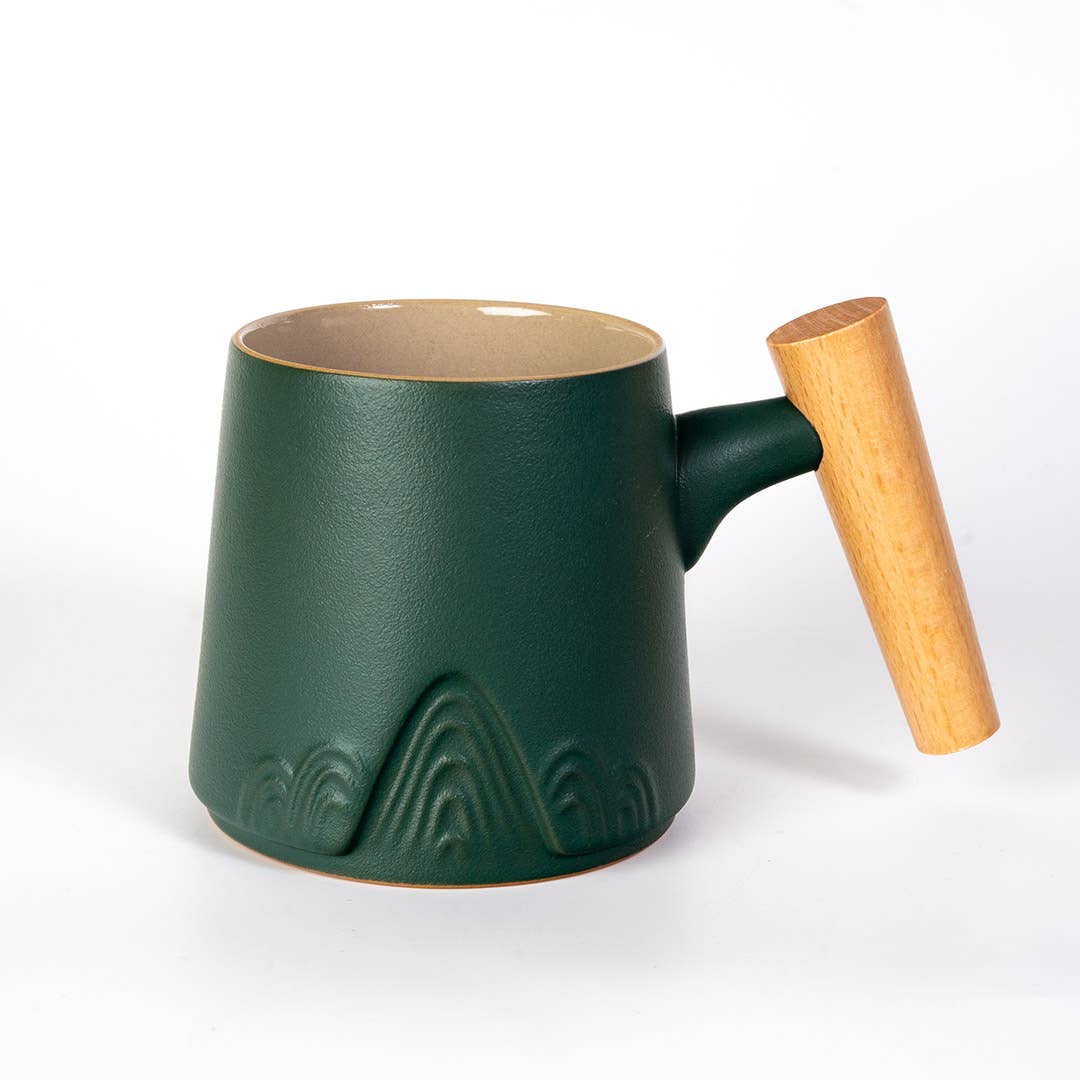 12oz Tea Mug with Lid and Infuser; Mountain Range Green