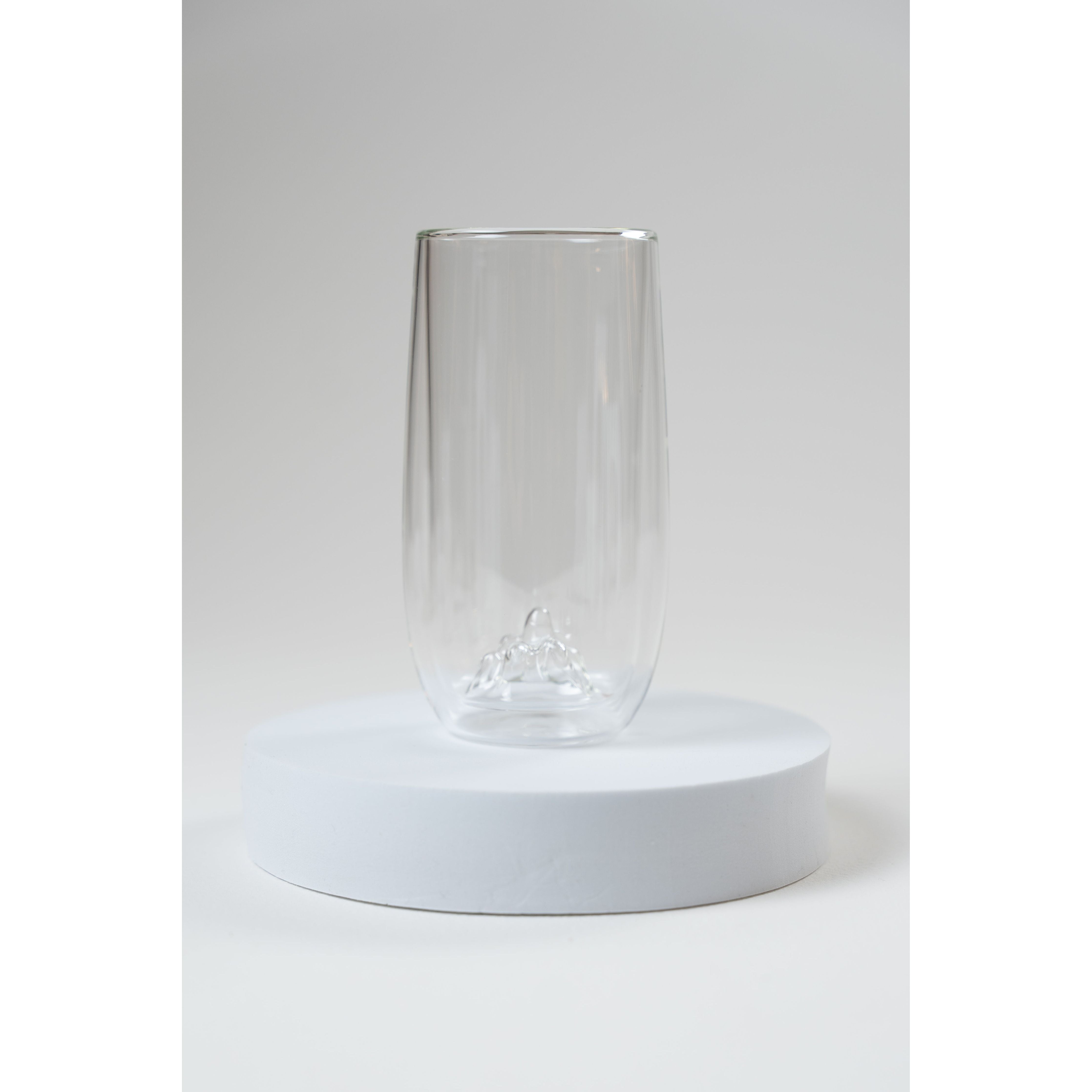 Vaso de té, doble pared, interior de paisaje de montaña convexo