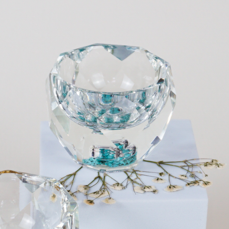Tea Cup, Faceted Glass, Turquoise
