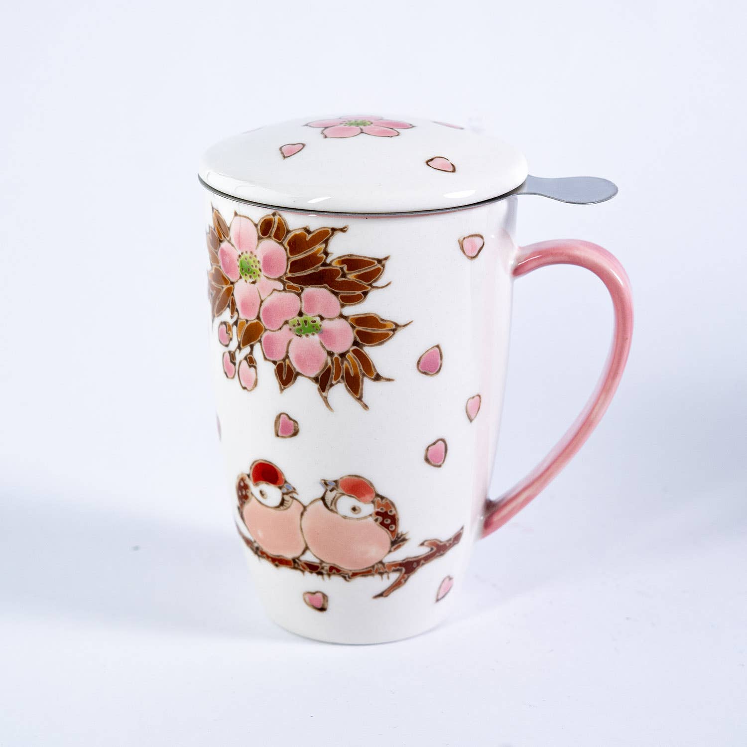 Sparrows & Cherry Blossoms Tea Mug, Lid & Infuser