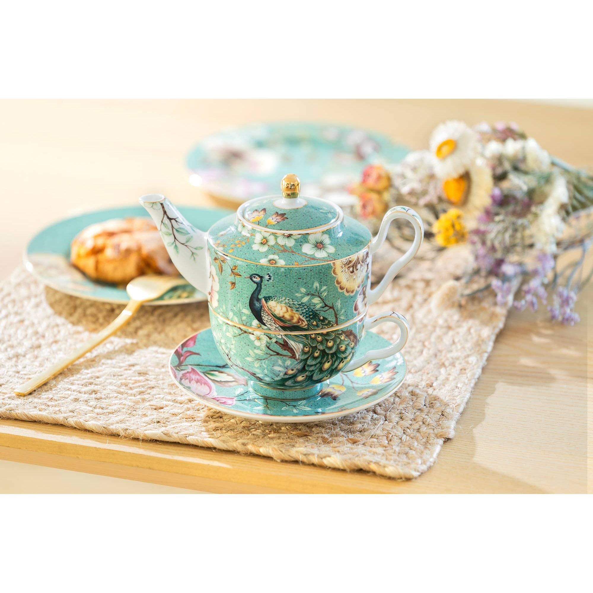 Peacock & Lotus Tea For One Set