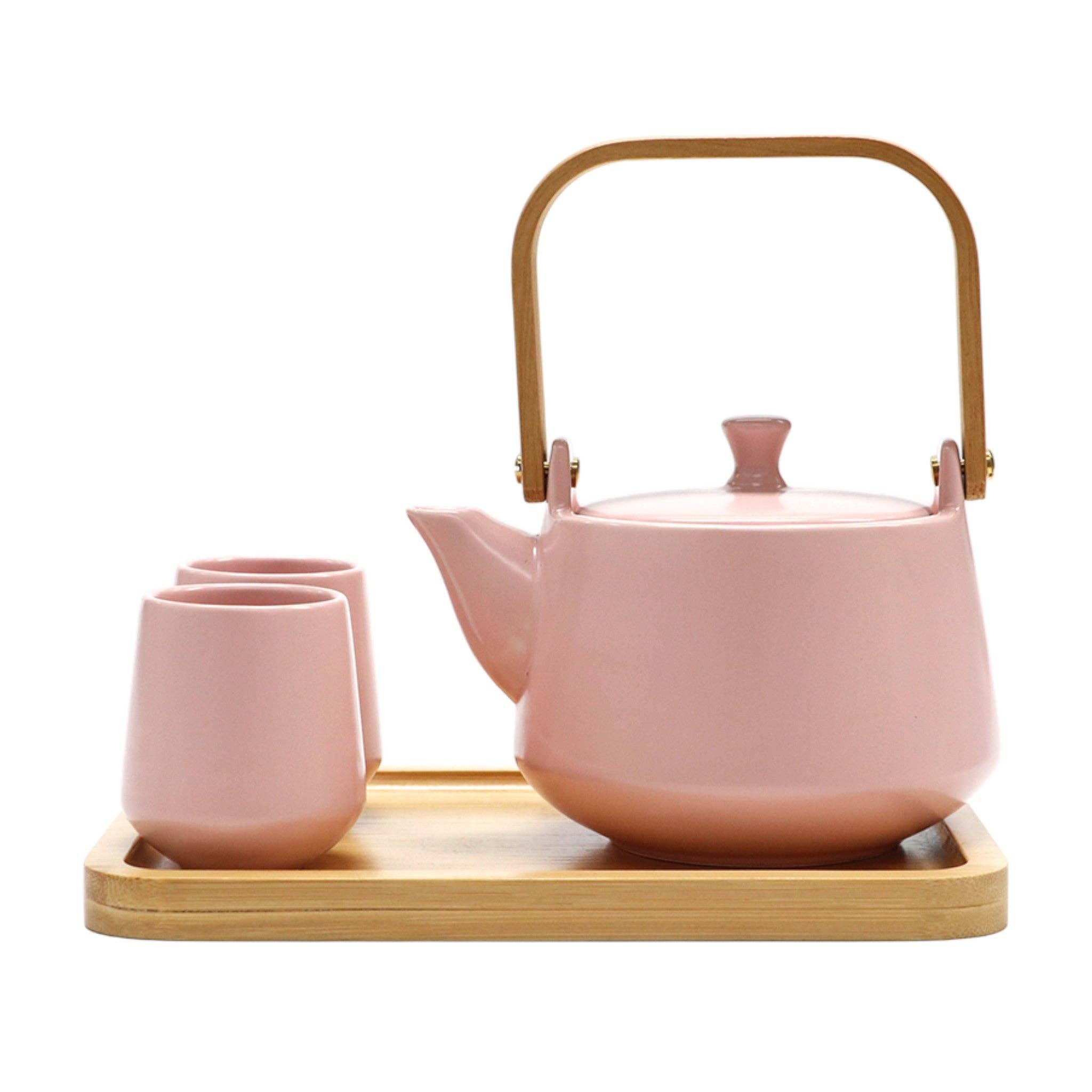 Matte Glazed Tea Set, 2 Cups + Tray