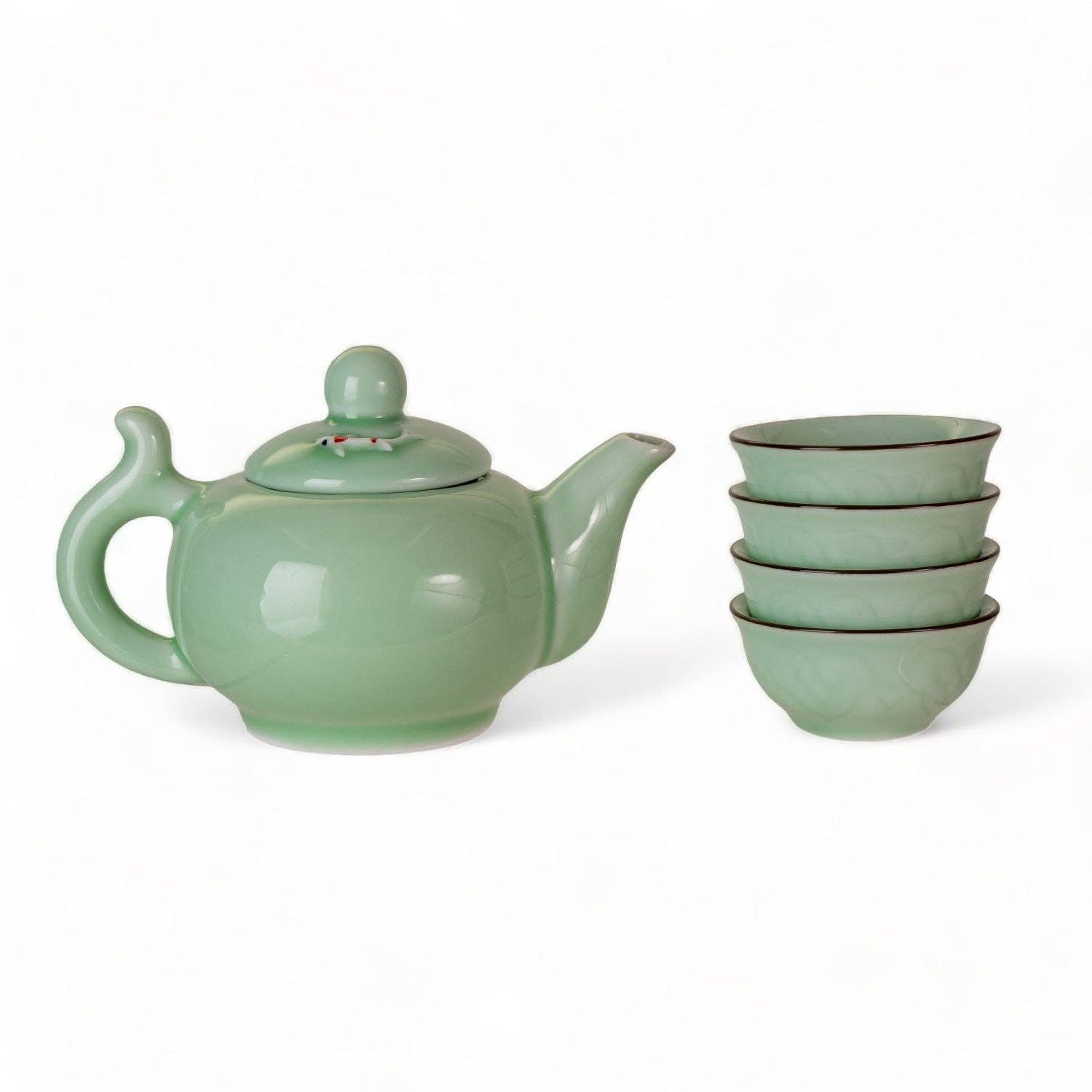 Japanese Koi Fish Tea Set 8oz Tea Pot with 4 Cups