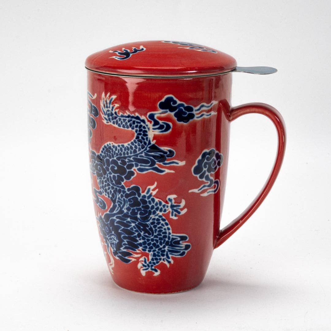 Dragon Design 15oz Tea Mugs with Lid and Infuser