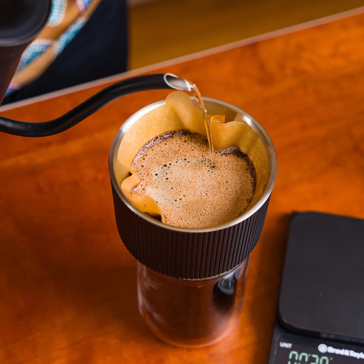 Cafetera de acero inoxidable para verter café
