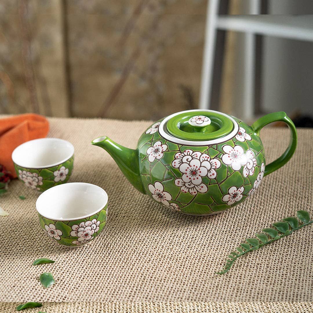 Ume (Plum) Blossoms Tea Set with 2 Cups