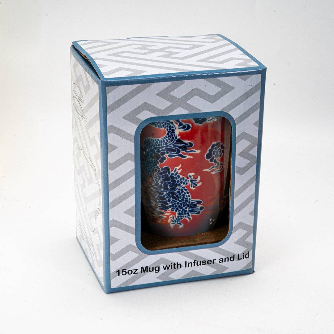 Dragon Design 15oz Tea Mugs with Lid and Infuser