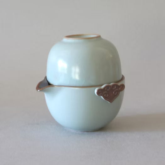 Juego de té de viaje, rojo o azul claro