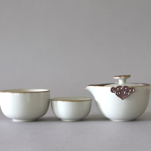 Juego de té de viaje, rojo o azul claro