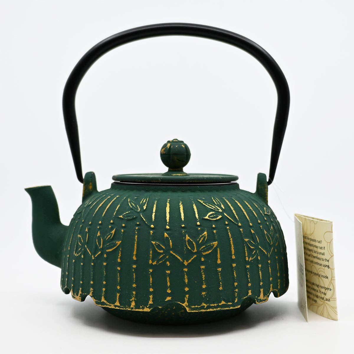 Green Bamboo Cast Iron Tea Pot, 32 oz