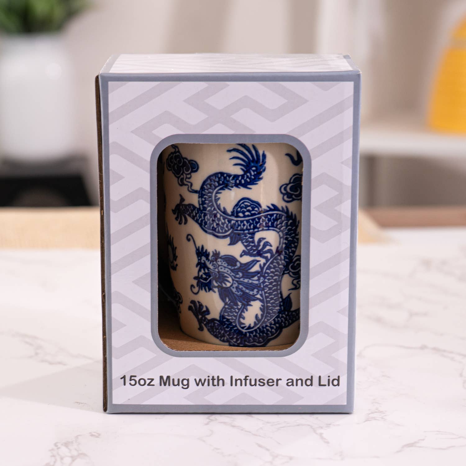 Ryu Dragon Design 15oz Tea Mugs with Lid and Infuser
