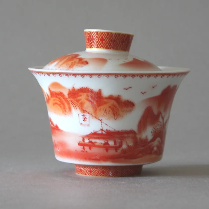 Gaiwan, paysage rouge