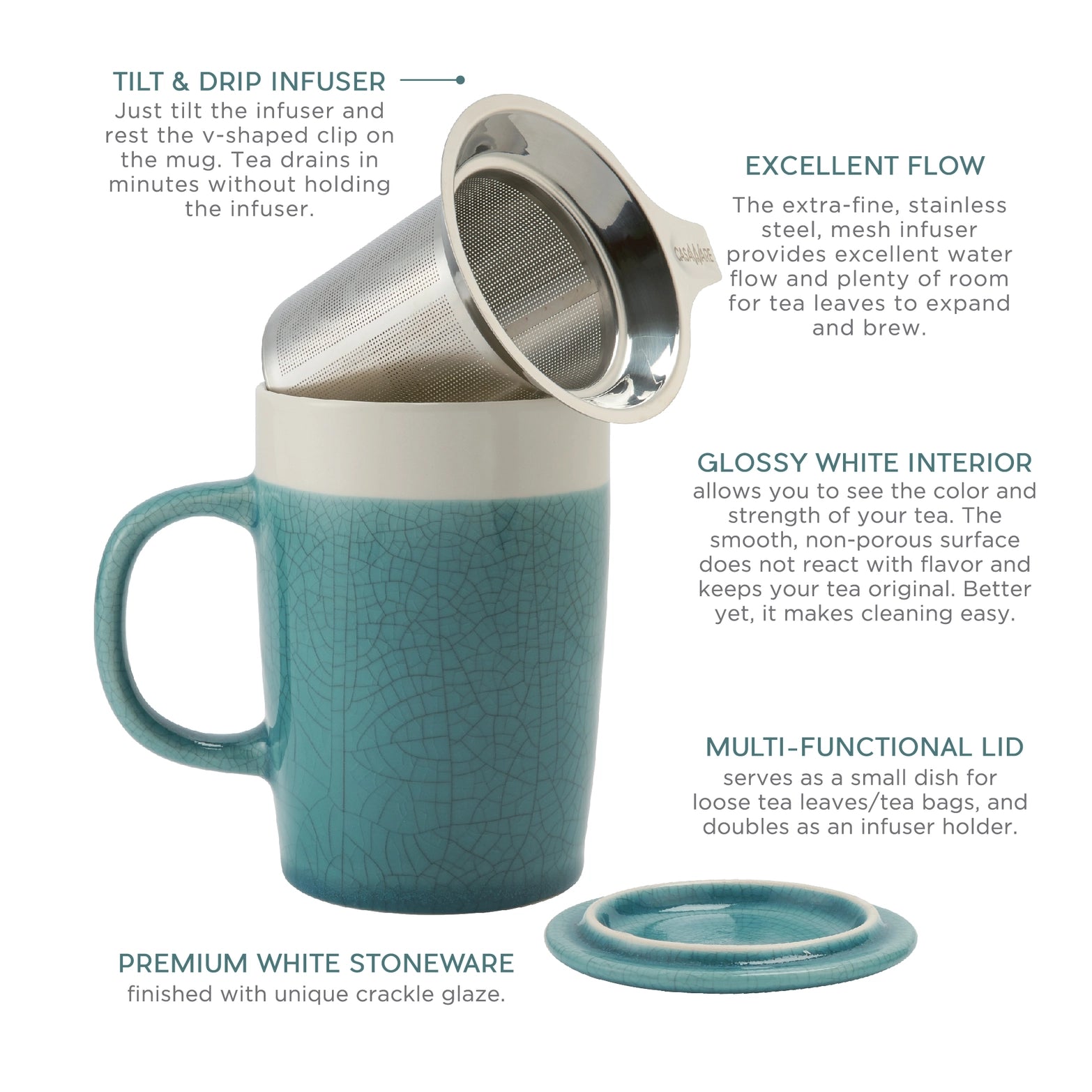 Taza + Infusor, Naranja o Verde, 14 oz