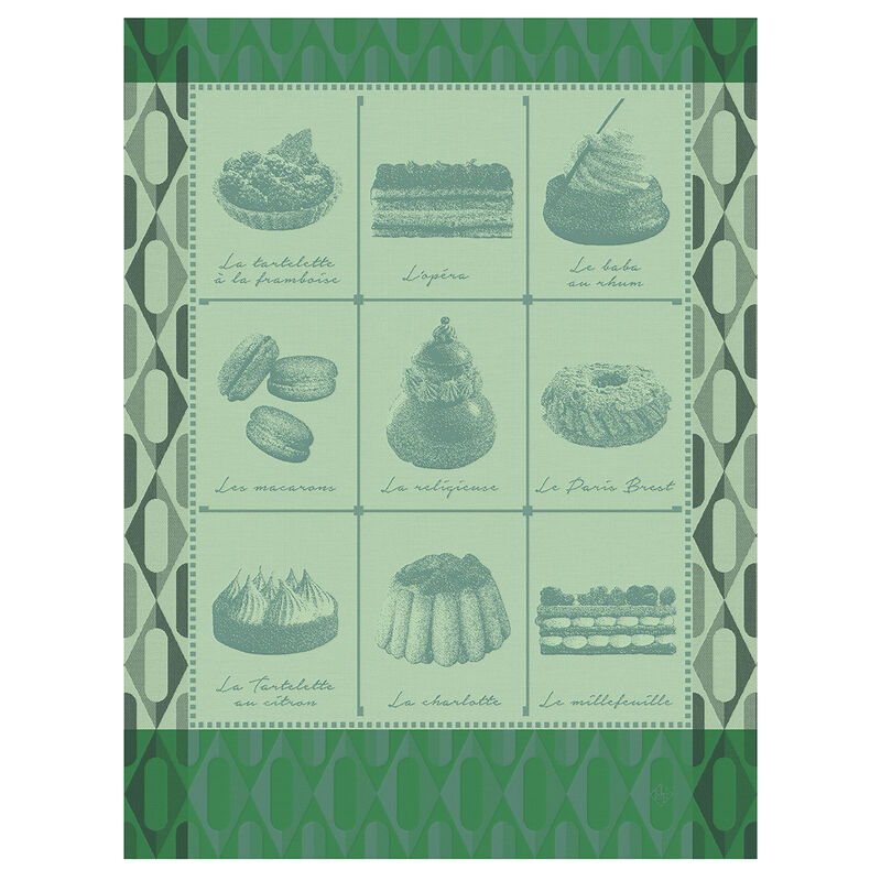 Tea Towel, Assorted Pastries Green