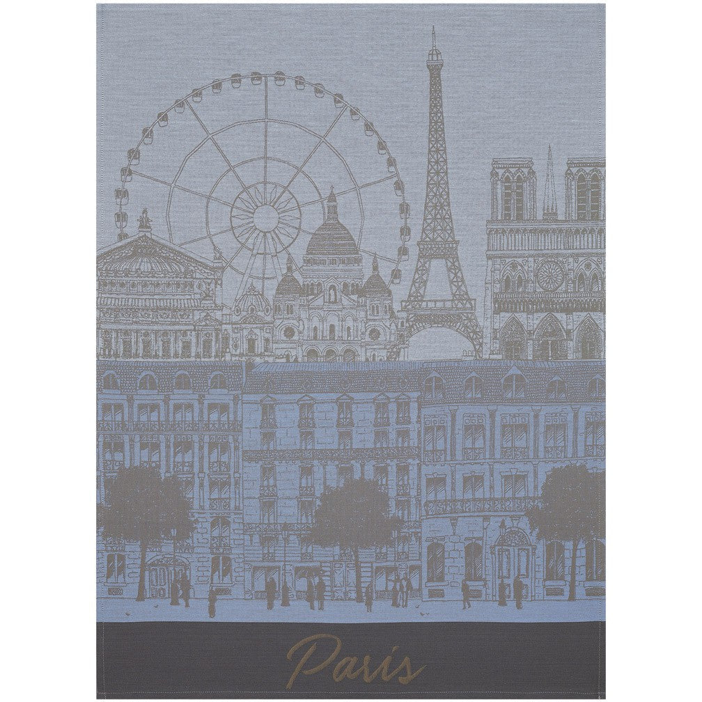 Paño de cocina, Panorama de París, azul