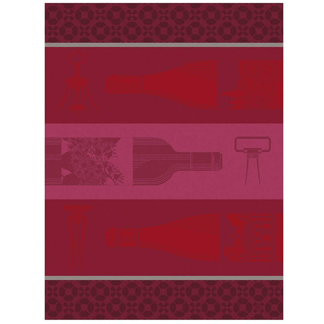 Tea Towel, Wine Bottles, Red