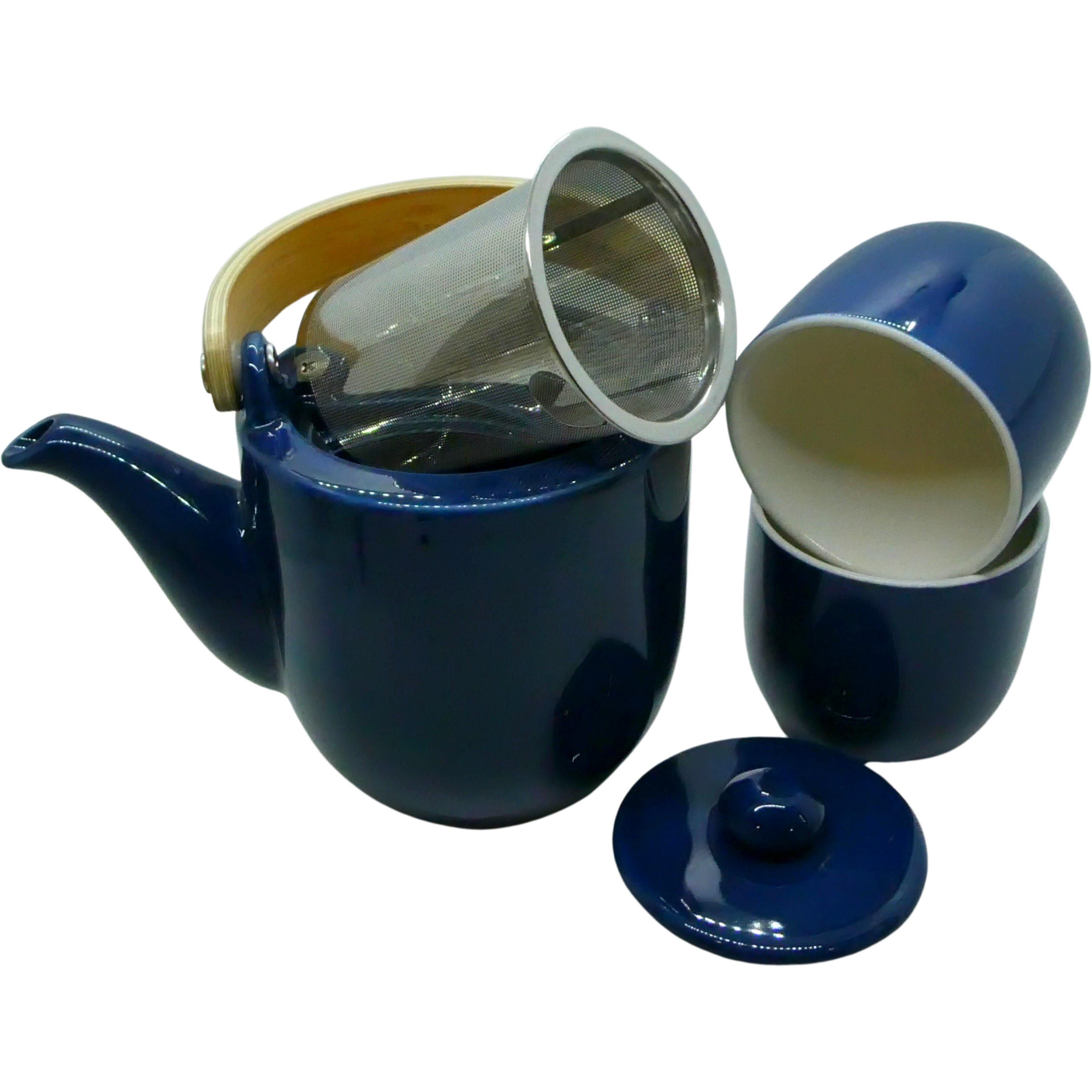 Tea Set, Teapot + 2 Cups, Navy Blue
