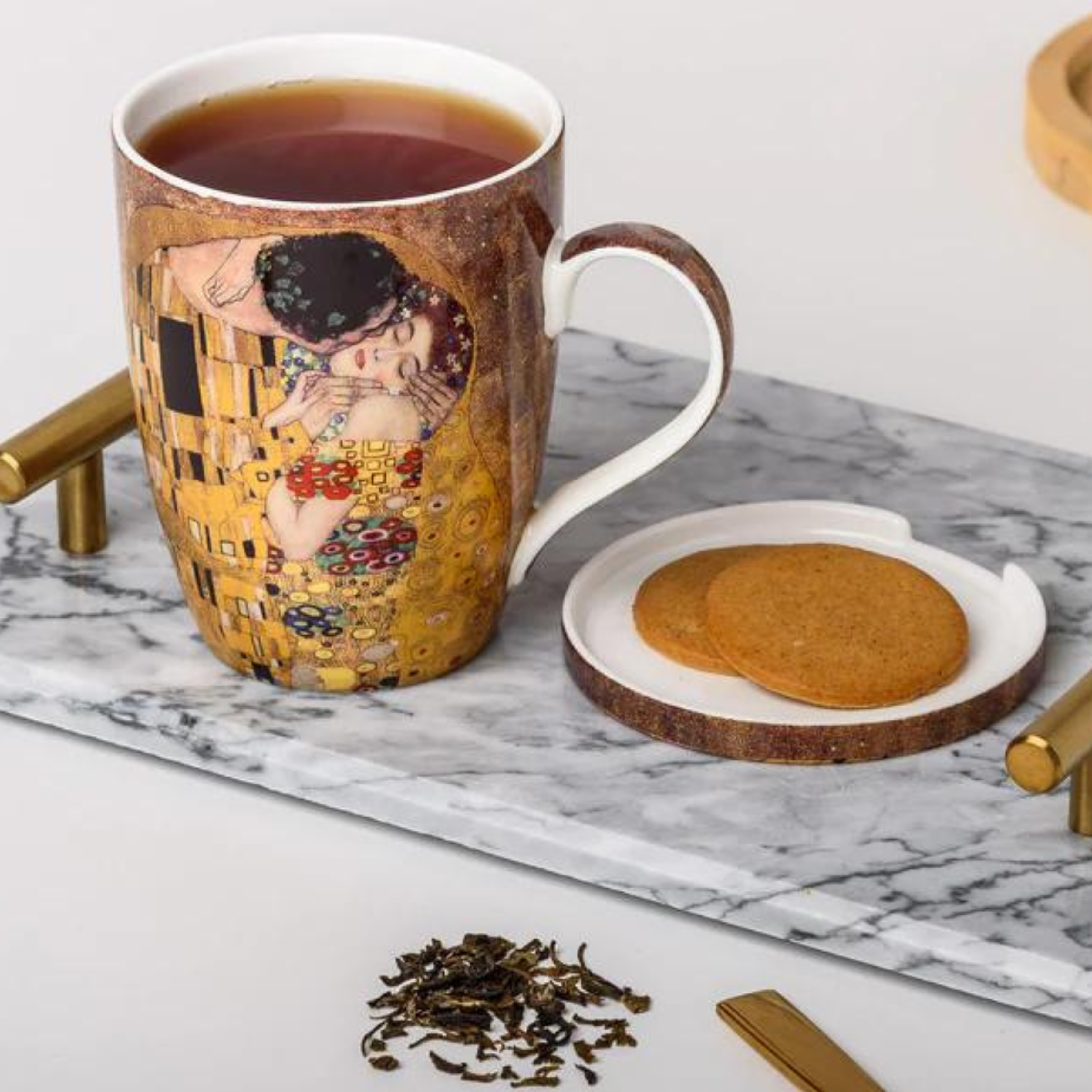 Infuseur, tasse et couvercle Klimt « Le Baiser »