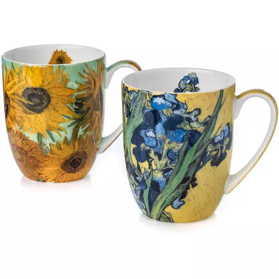 Par de tazas con flores de Van Gogh