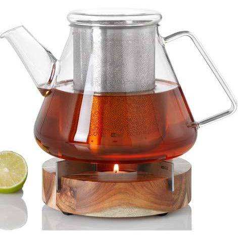 Glass Teapot + Warming Stand, 50 oz