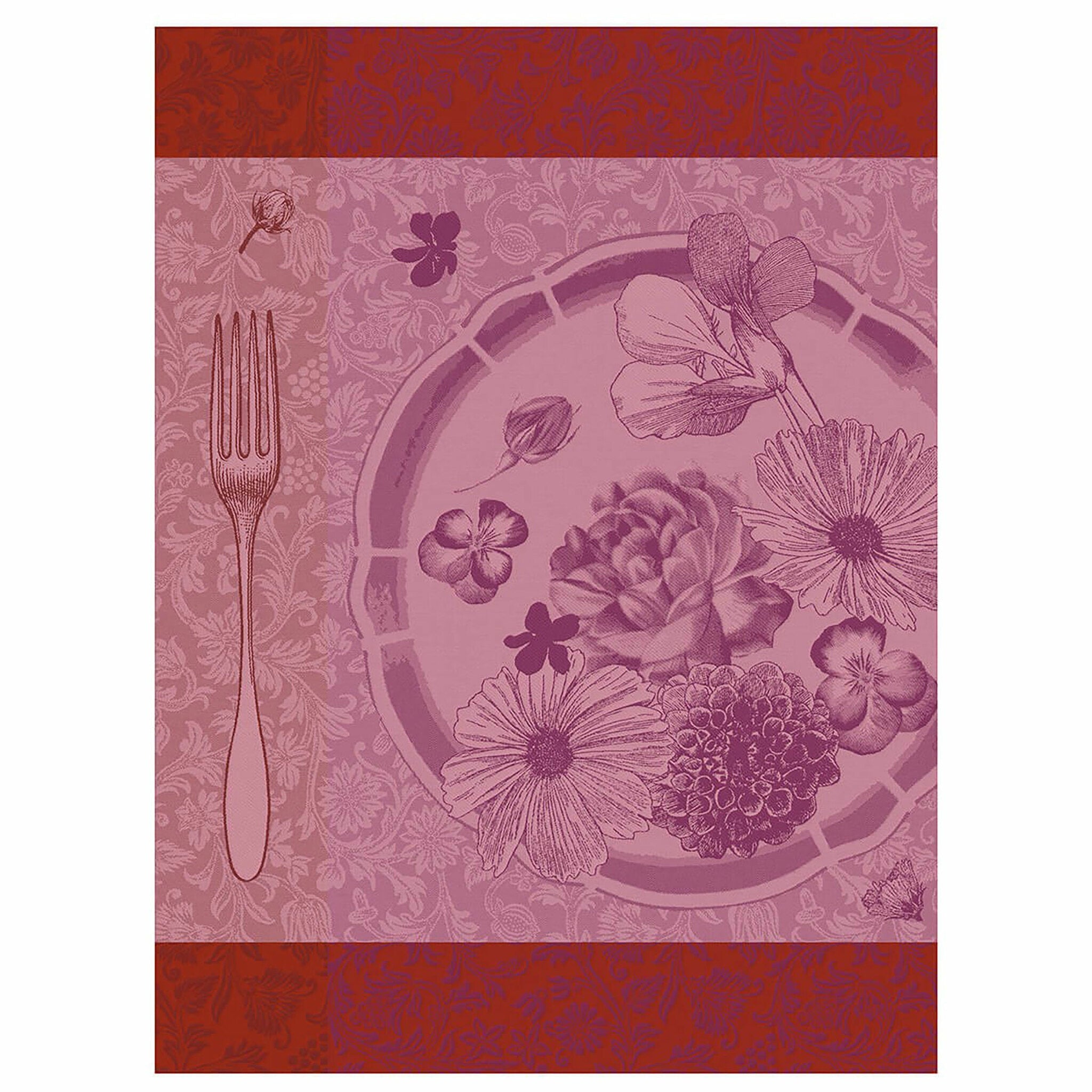 Paño De Cocina, Flores Comestibles, Rojo